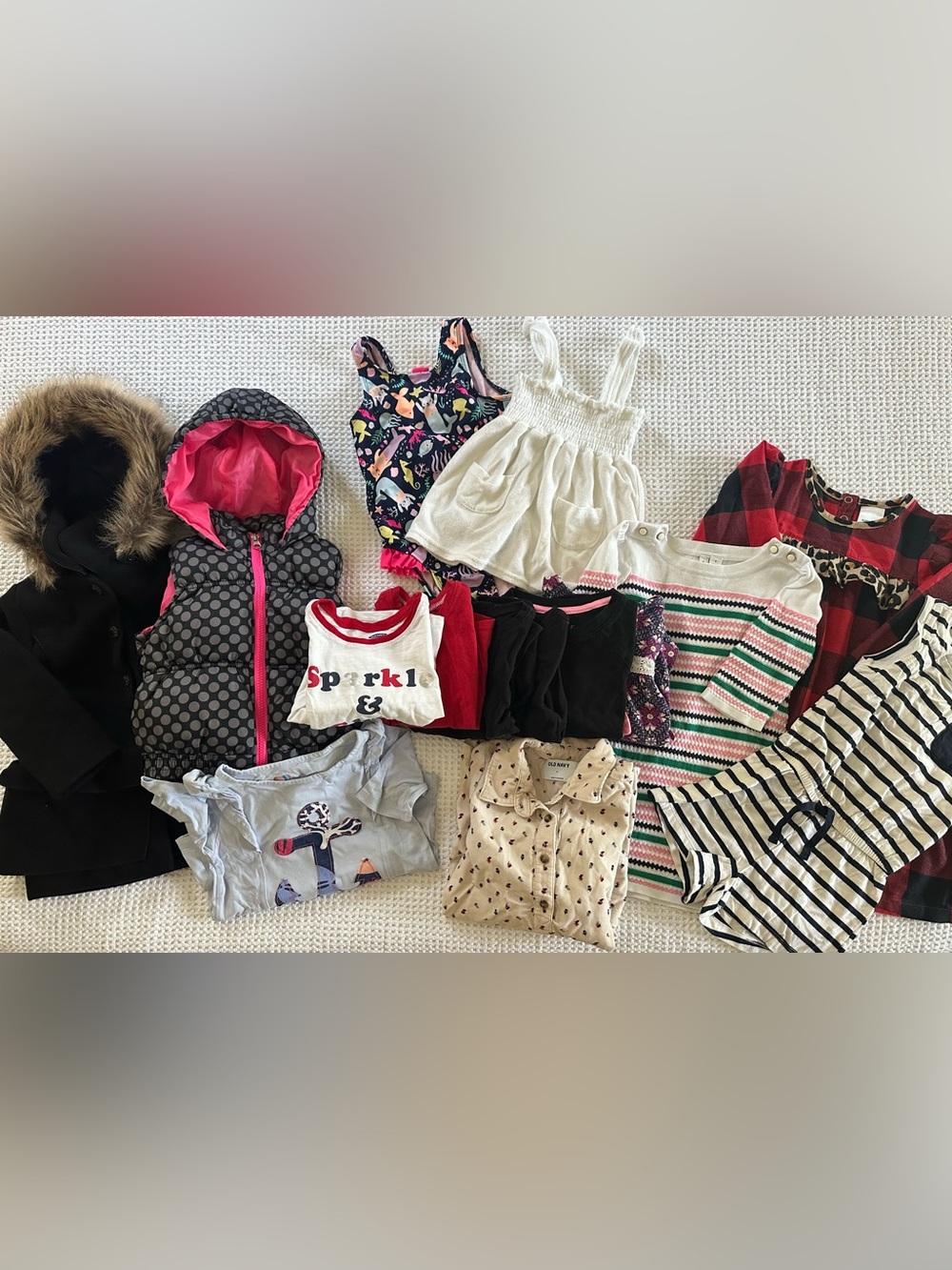 Girls Mixed Clothing Lot - Pink, Black, White, Striped Pieces